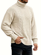 Women's Plus Size Cable Pattern Roll Neck Jumper
