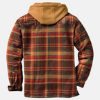 Men's Padded Printed Overshirt Jacket with Drawstring Hood