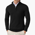 Men's Smooth Knit Quarter-Zip Jumper with Clean Lines – Black