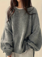 Women's Chunky Warm Round Neck Pullover Jumper