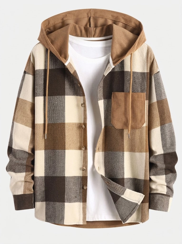 Men's Hooded Flannel Shirt and Cord Trousers Co-ord