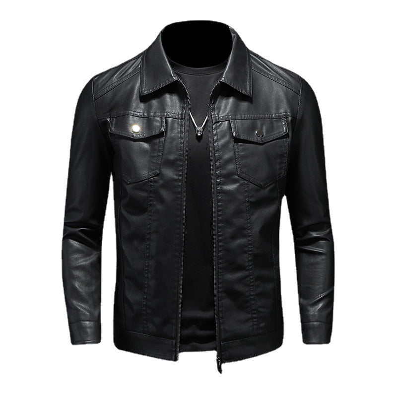Men's Vintage Leather Jacket with Classic Everyday Cut