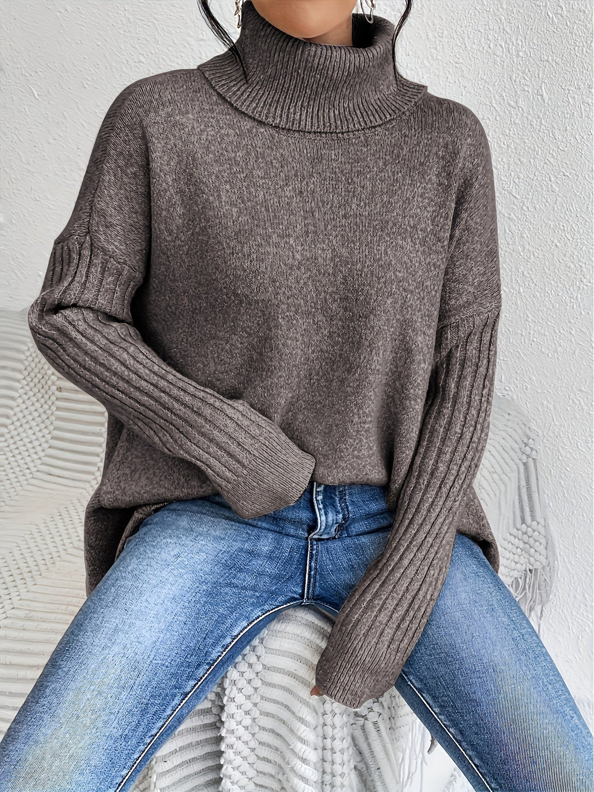 Women's Longer Length High Neck Soft Jumper