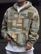 Women's Plush Printed Zip Neck Pullover