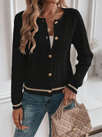 Women's Open Front Cable-Knit Cardigan with Button Detail