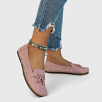 Women's Bow Trim Moccasin Loafers with Cushioned Sole