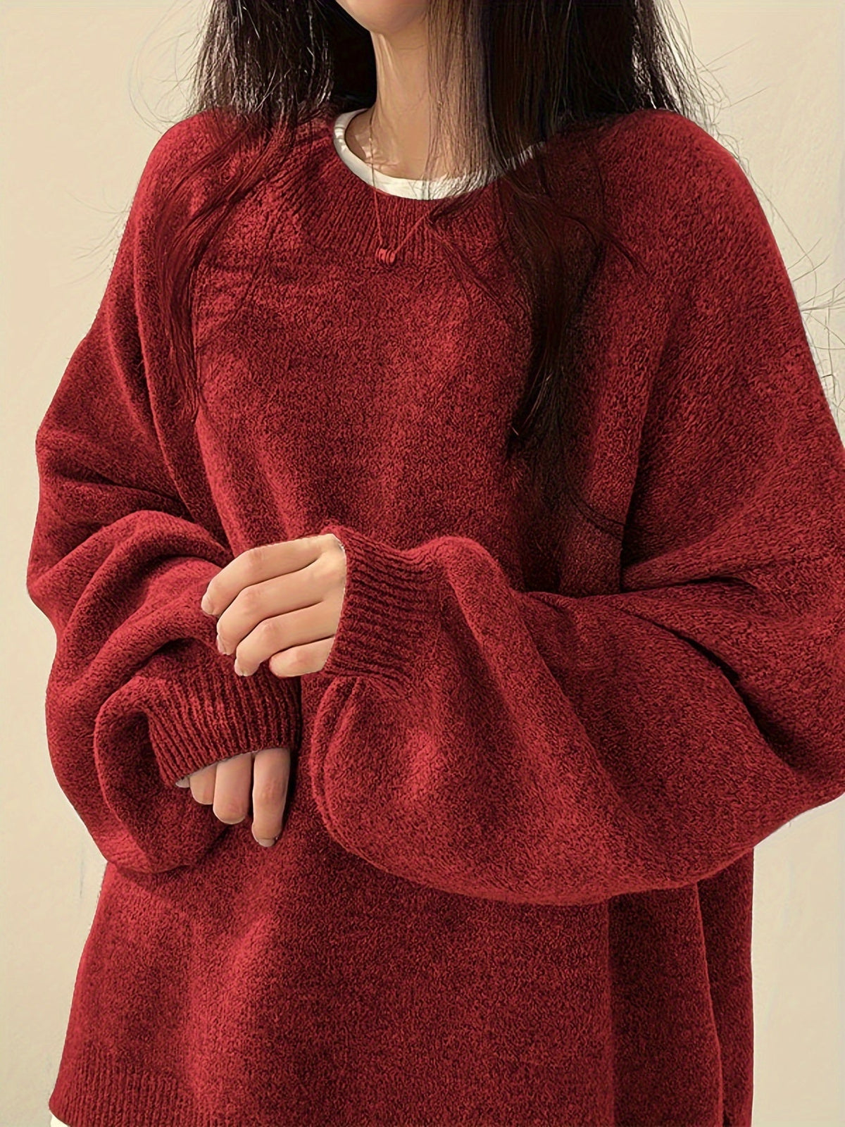 Women's Chunky Warm Round Neck Pullover Jumper