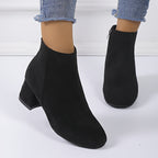 Women's Chelsea Ankle Boots with Low Block Heel – Black