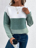 Women's Relaxed Colour-Block Dropped Shoulder Jumper
