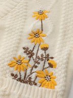 Women's Embroidered Flower Knit Cardigan with Pockets