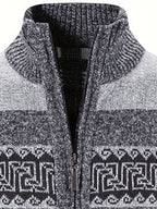 Women's Plush-Lined Patterned Zip Cardigan