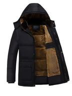 Women's Black Plush-Lined Insulated Hooded Winter Coat
