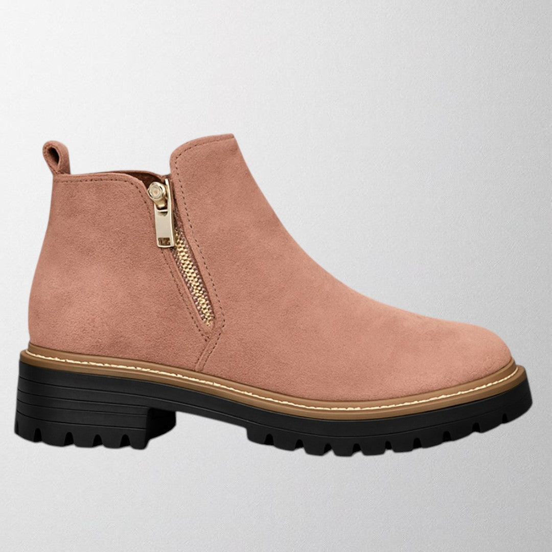 Women's Round Toe Shoes with Side Zip Fastening – Pink