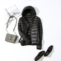 Women's Glossy Cropped Hooded Puffer Jacket – Black