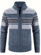 Women's Plush-Lined Patterned Zip Cardigan