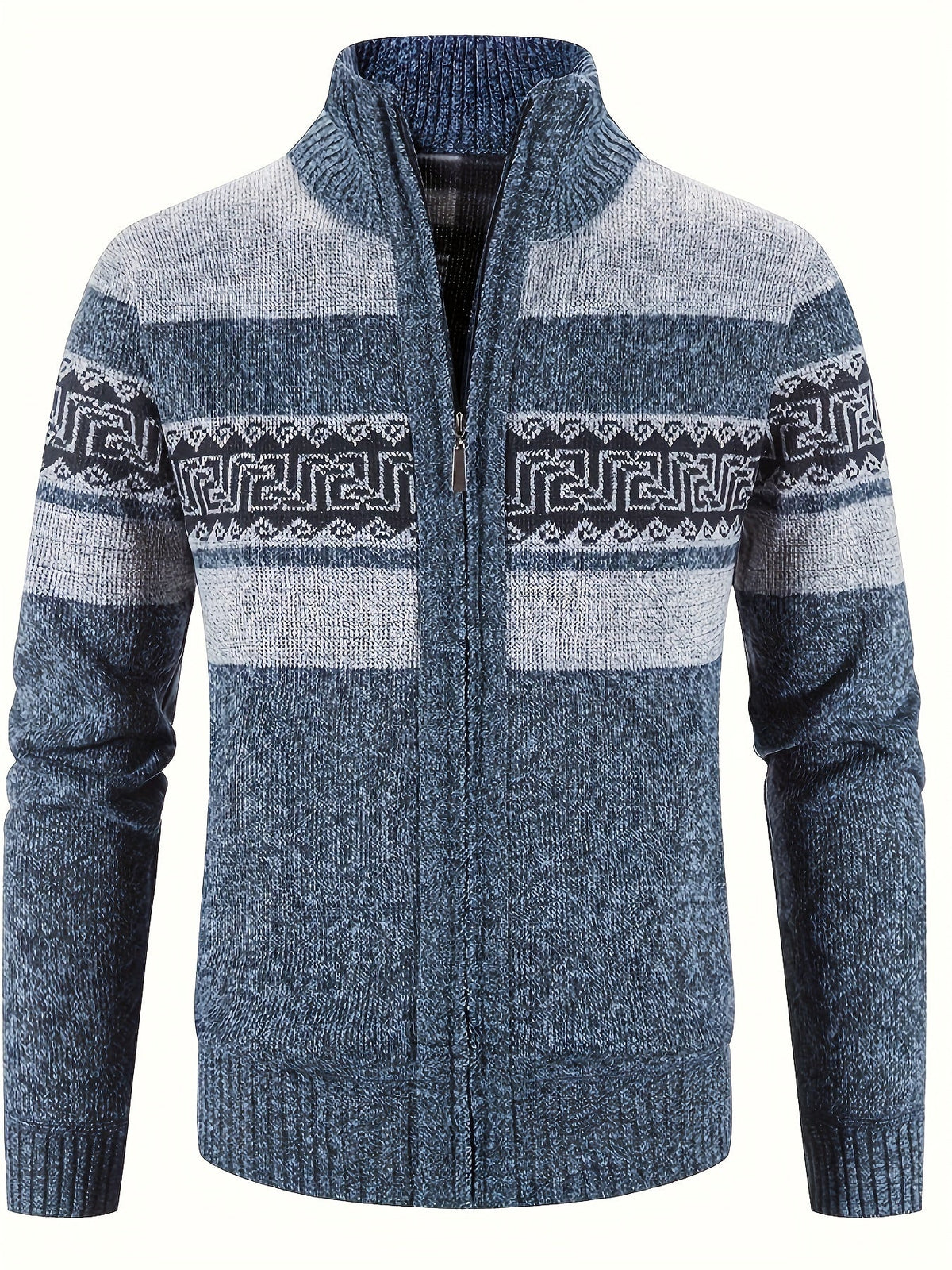 Women's Plush-Lined Patterned Zip Cardigan