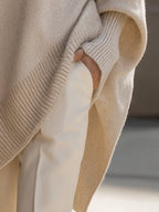 Women's Draped Oversized Knit Jumper for Easy Layering