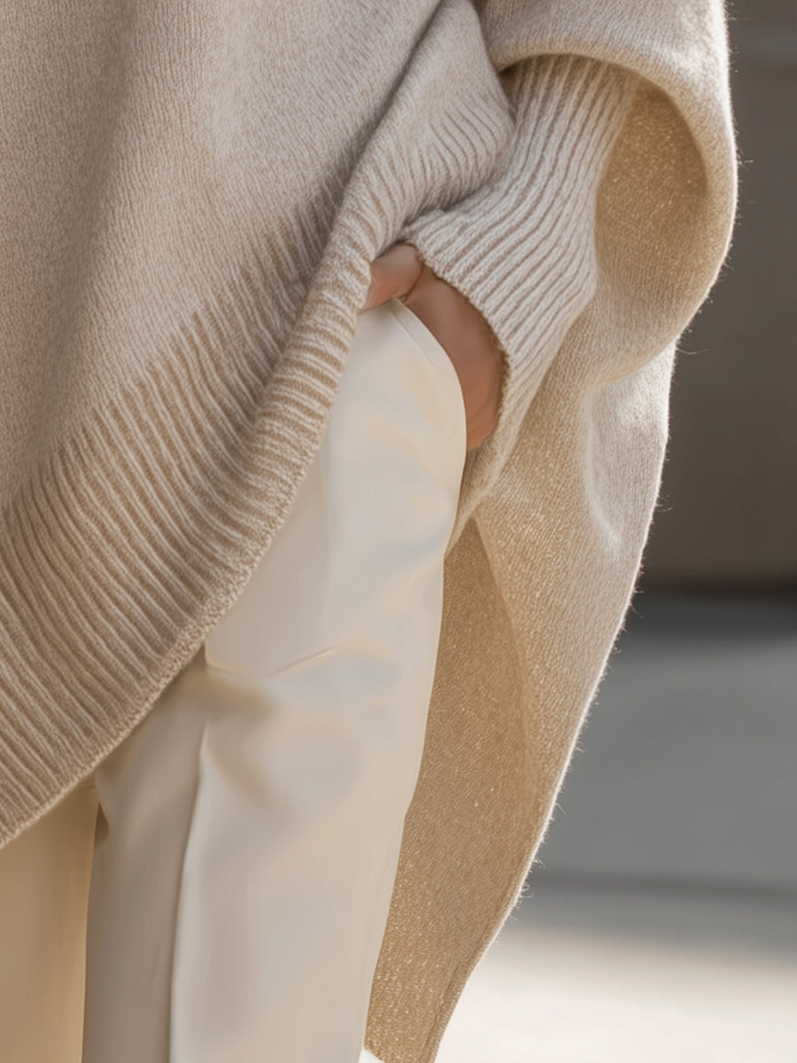 Women's Draped Oversized Knit Jumper for Easy Layering