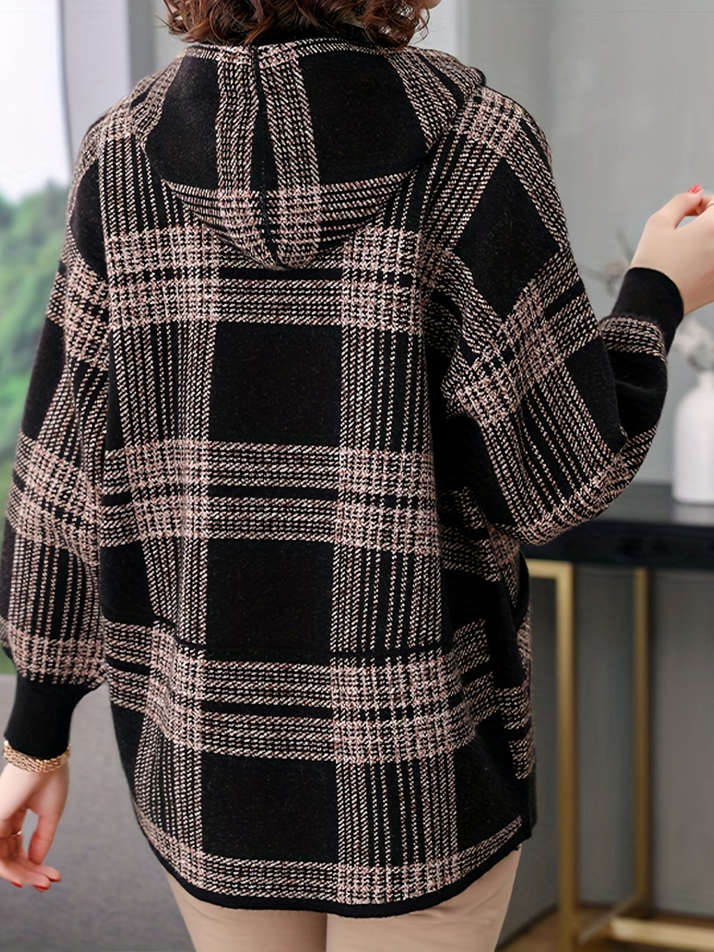 Women's Zip-Through Check Hoodie Jacket