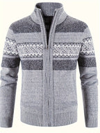 Women's Plush-Lined Patterned Zip Cardigan