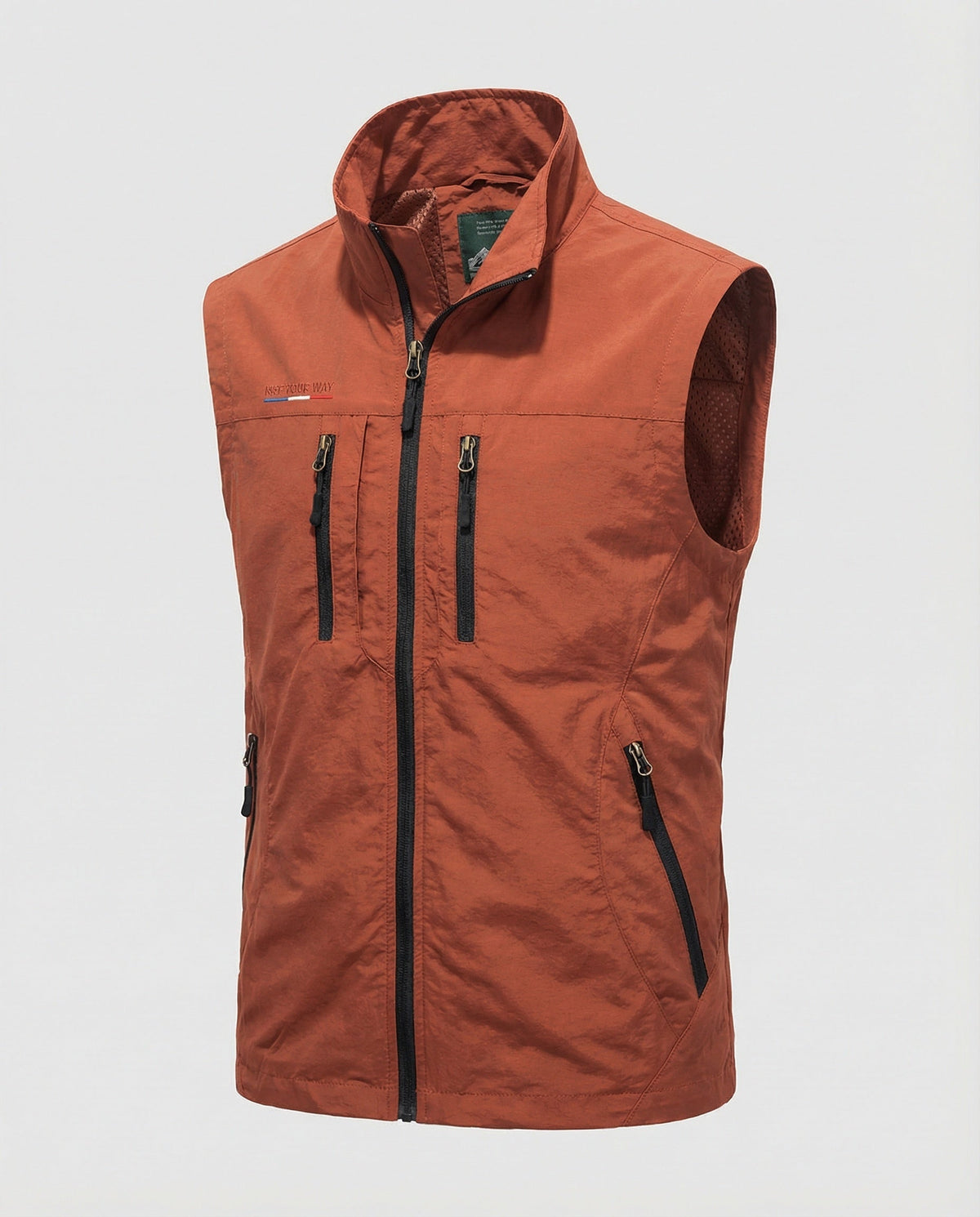 Men's Sleeveless Utility Gilet with Four Zipped Pockets – Orange