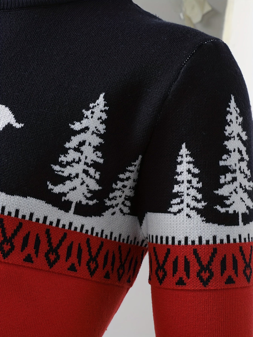 Women's Red Christmas Jumper with Reindeer Motif