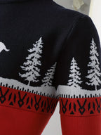 Women's Red Christmas Jumper with Reindeer Motif