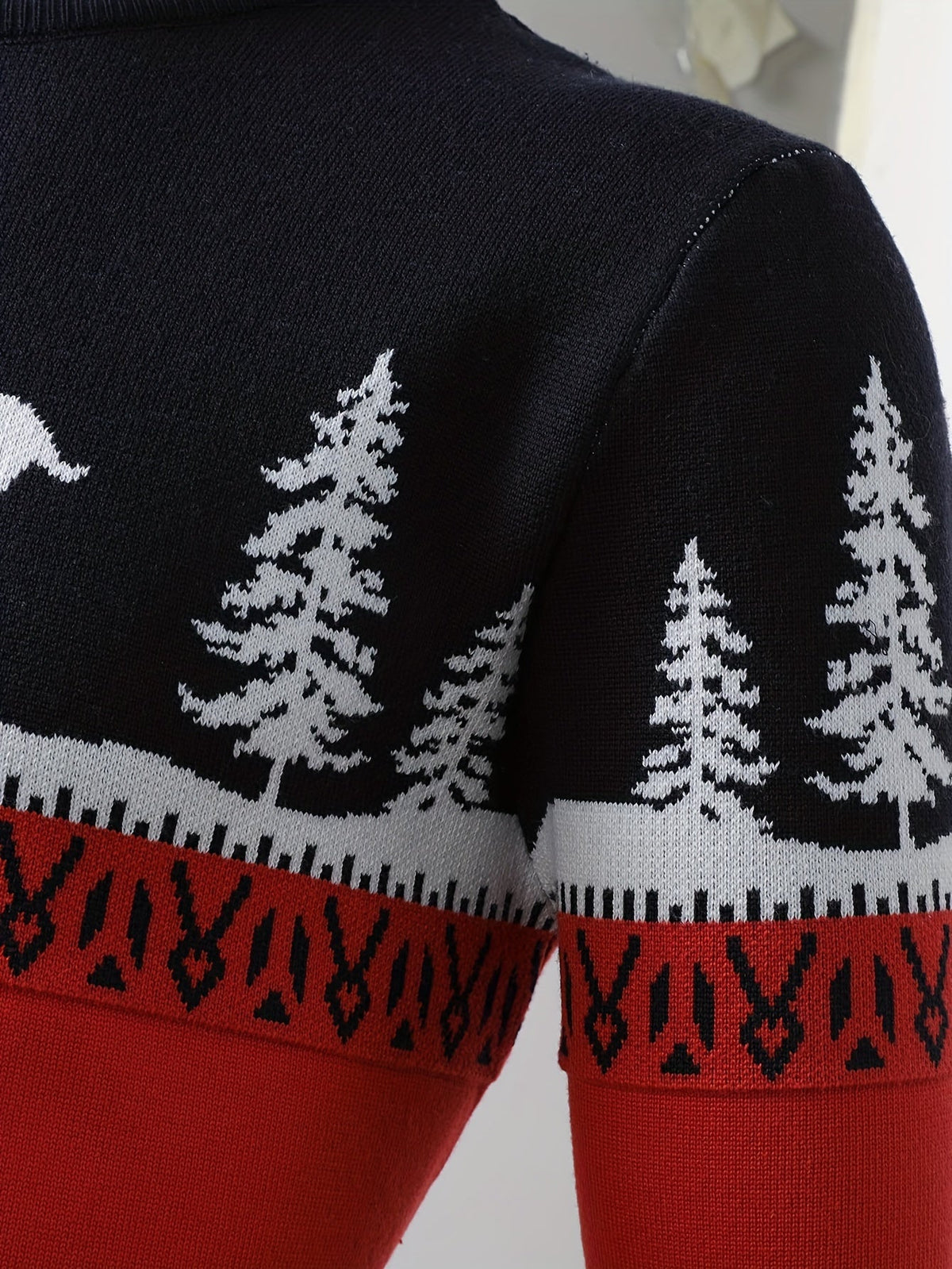 Women's Red Christmas Jumper with Reindeer Motif