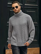 Women's Plus Size Cable Pattern Roll Neck Jumper