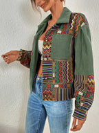Women's Mixed Print Textured Button Jacket