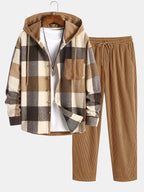 Men's Hooded Flannel Shirt and Cord Trousers Co-ord
