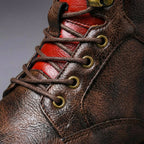 Men's Cap Toe Leather Ankle Boots with Welt Stitching