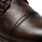 Men's Cap Toe Leather Ankle Boots with Welt Stitching