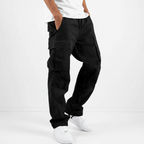 Men's Loose Fit Cotton Cargo Joggers with Drawstring Waist