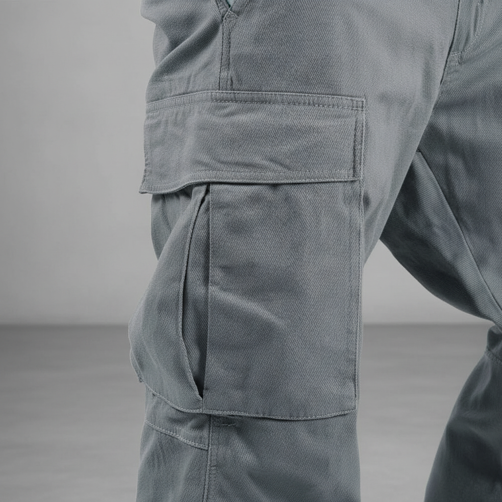 Men's Tapered Cotton Cargo Trousers with Relaxed Streetwear Fit