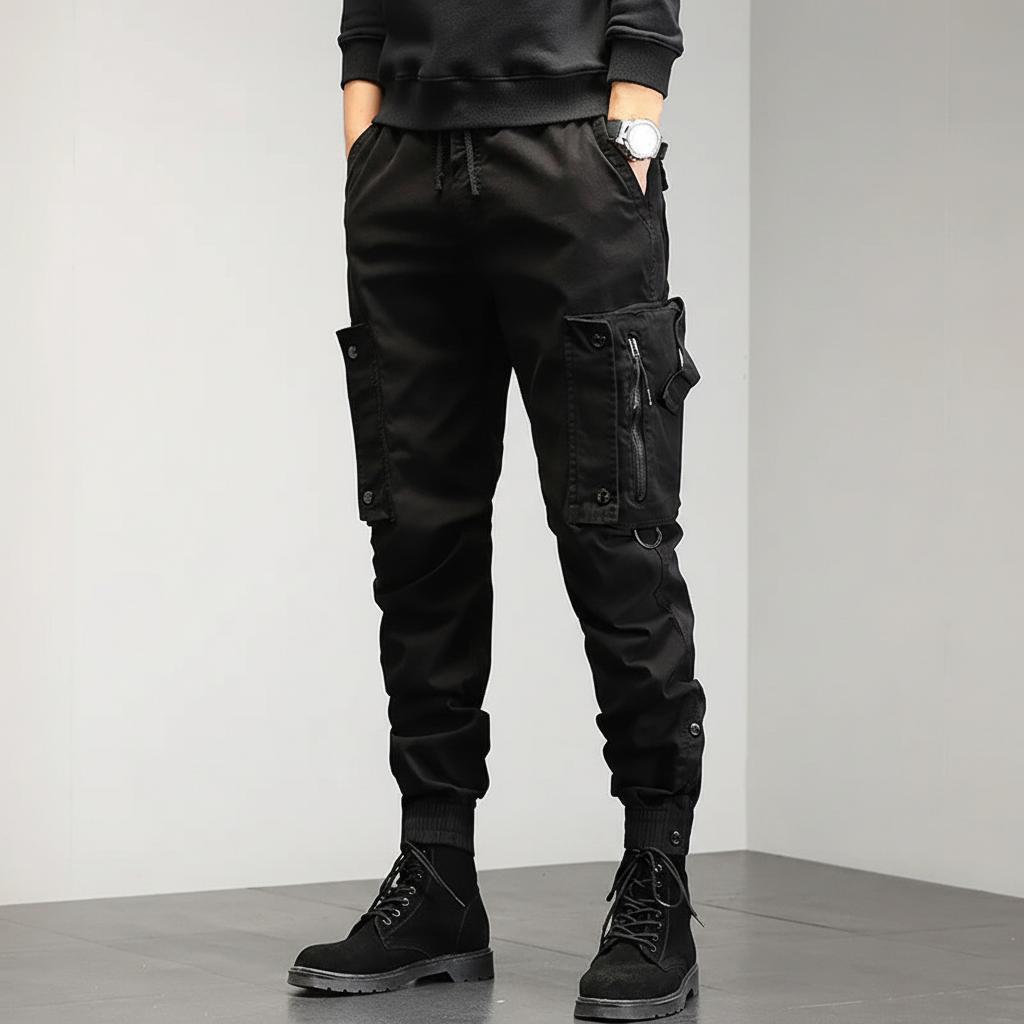 Men's Stretch Utility Cargo Joggers with Slim Tapered Fit