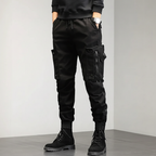 Men's Stretch Utility Cargo Joggers with Slim Tapered Fit – Black