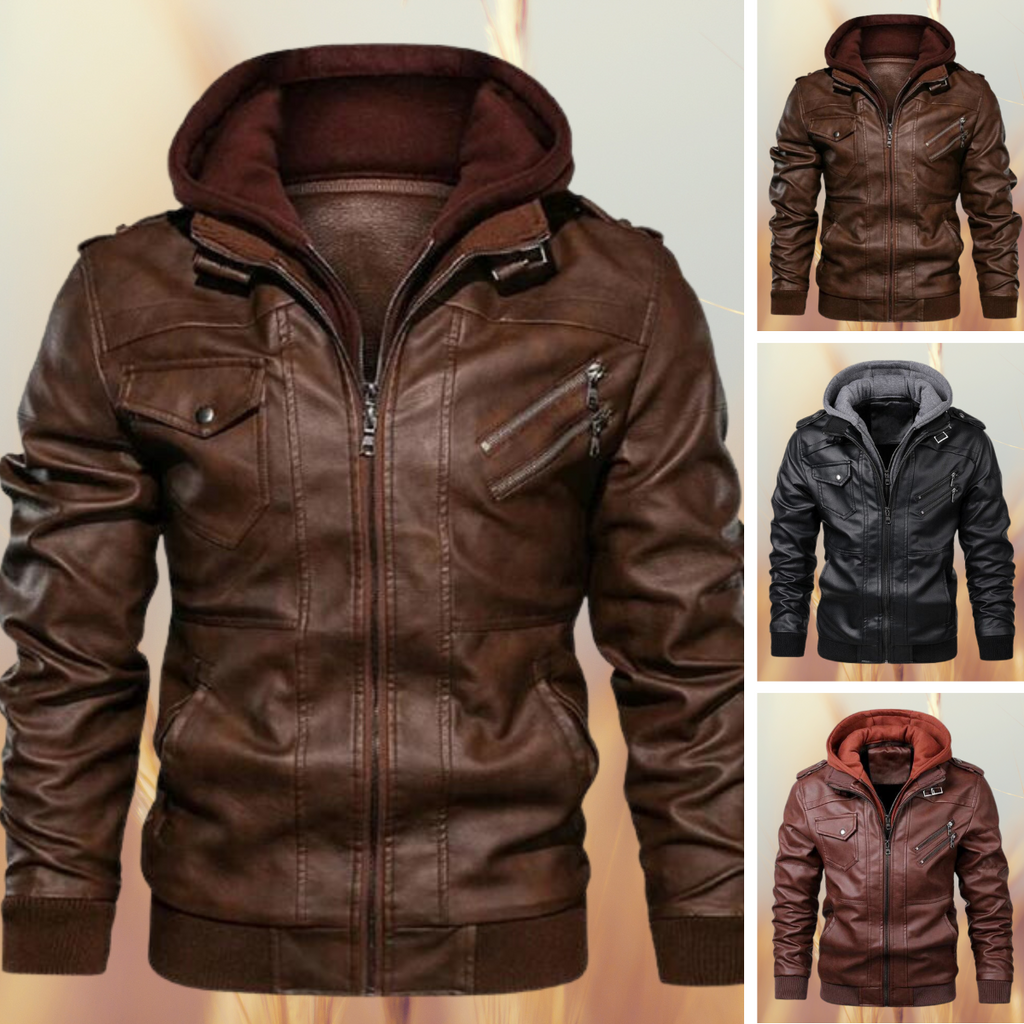 Men's Faux Leather Biker Jacket with Tailored Fit