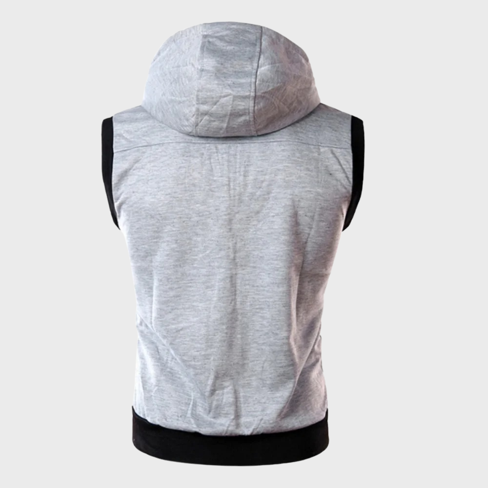 Men's Contrast Trim Zip Gilet with Removable Hood