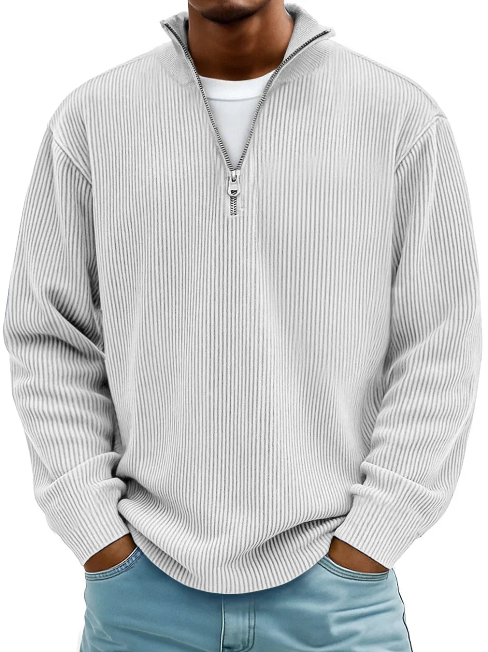 Men's Oversized Half-Zip Ribbed Sweat Top