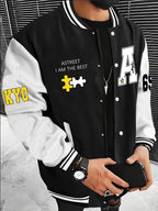 Men's Panelled Baseball Collar Jacket with Side Pockets – Black