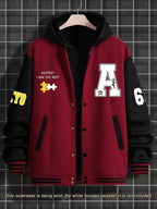Men's Panelled Baseball Collar Jacket with Side Pockets