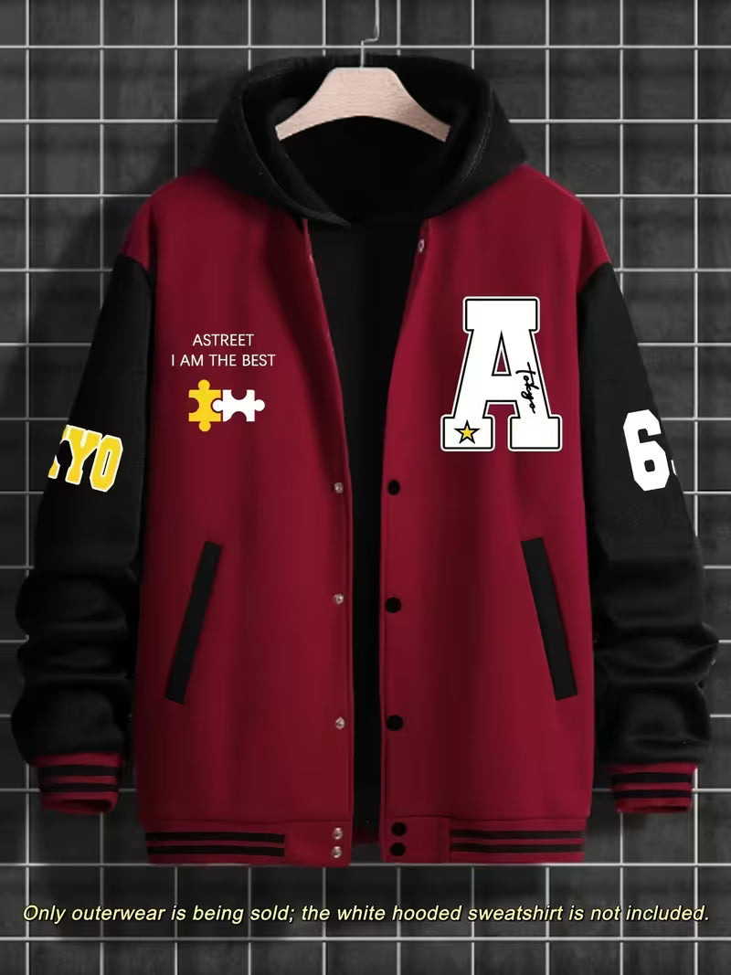 Men's Panelled Baseball Collar Jacket with Side Pockets