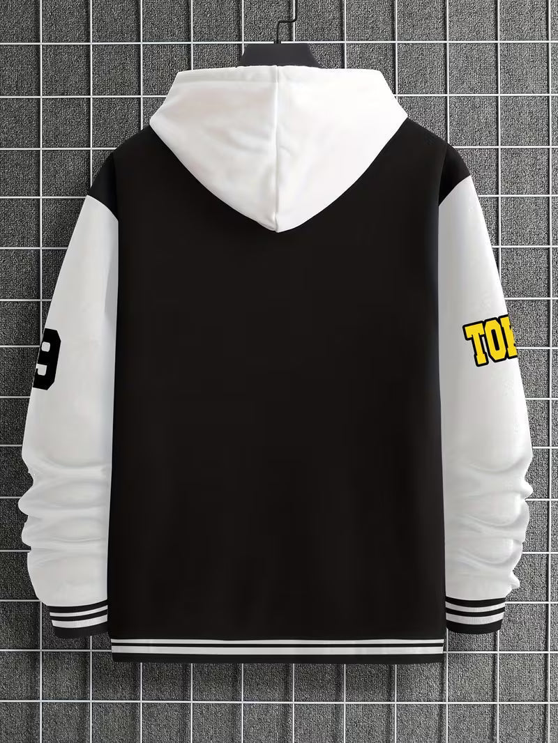 Men's Panelled Baseball Collar Jacket with Side Pockets