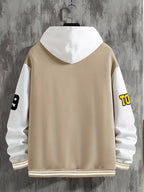 Men's Panelled Baseball Collar Jacket with Side Pockets