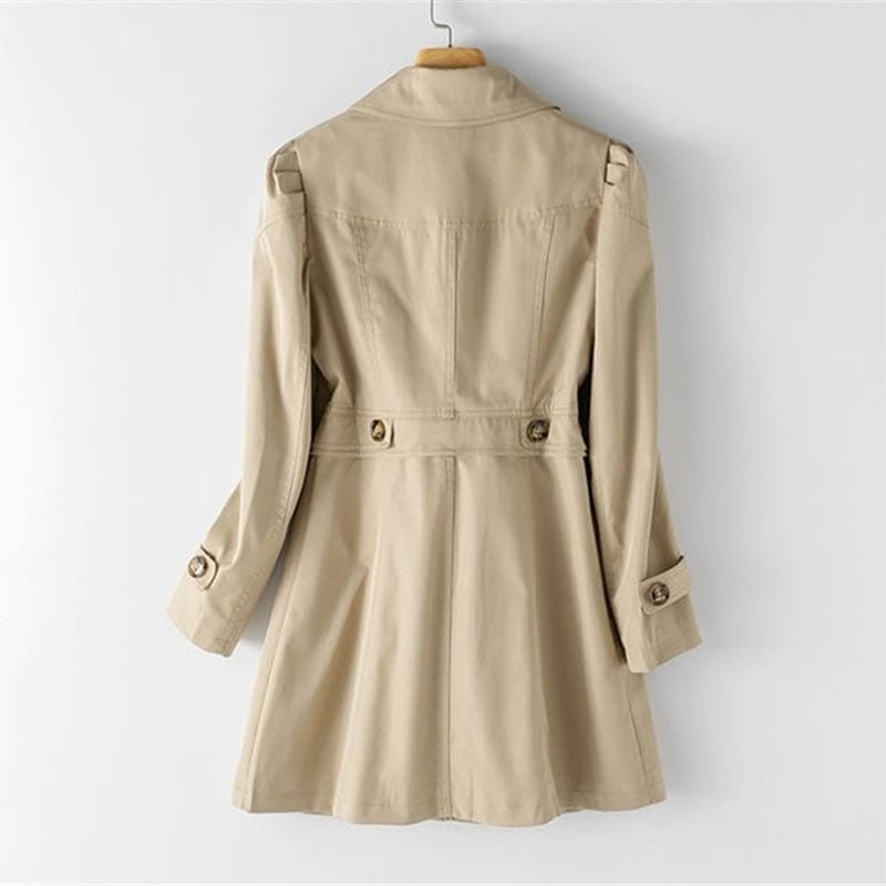 Women's Single-Breasted Longline Trench Coat with Notched Lapels