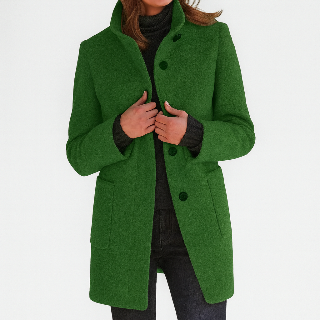 Women's Structured Classic Coat Soft Comfortable Everyday Fit – Green