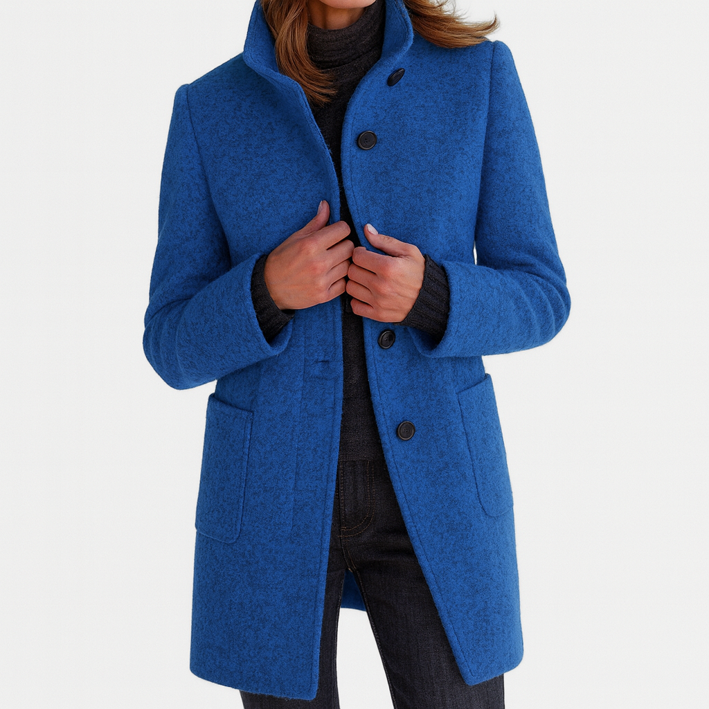 Women's Structured Classic Coat Soft Comfortable Everyday Fit – Blue