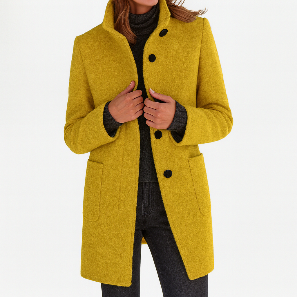 Women's Structured Classic Coat Soft Comfortable Everyday Fit – Yellow