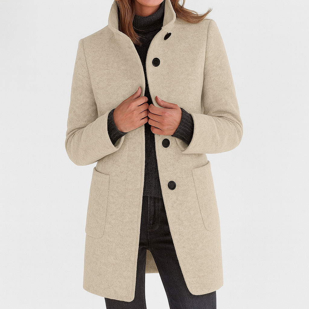 Women's Structured Classic Coat Soft Comfortable Everyday Fit – Beige